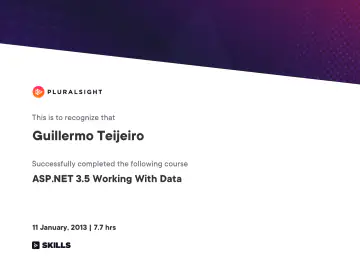 Certificate: ASP.NET 3.5 Working With Data