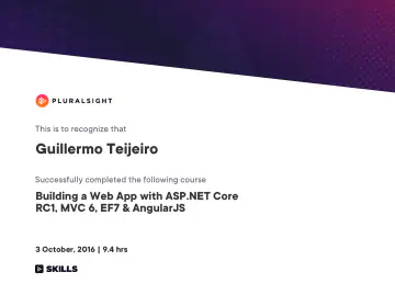 Certificate: Building a Web App with ASP.NET Core RC1, MVC 6, EF7 & AngularJS