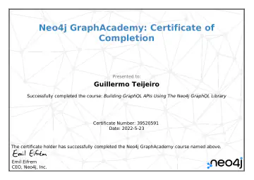 Certificate: Building GraphQL APIs Using The Neo4j GraphQL Library