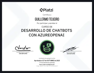 Certificate: Desarrollo de Chatbots con Azure OpenAI
