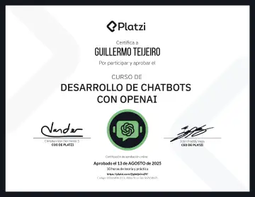 Certificate: Desarrollo de Chatbots con OpenAI
