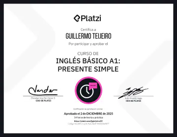Certificate: Inglés Básico A1: Presente Simple