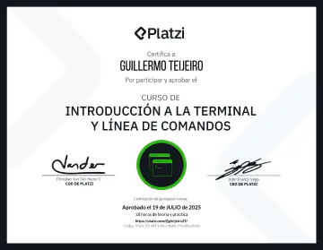 Certificate: Introducción a la Terminal y Línea de Comandos
