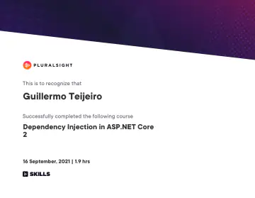 Certificate: Dependency Injection in ASP.NET Core 2