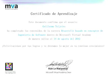 Certificate: Desarrollo basado en conceptos de Ingeniería de Software