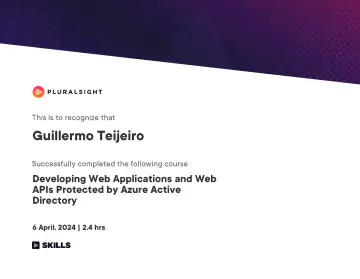 Certificate: Developing Web Applications and Web APIs Protected by Azure Active Directory