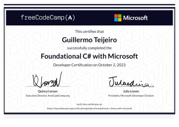 Certificate: Foundational C# with Microsoft