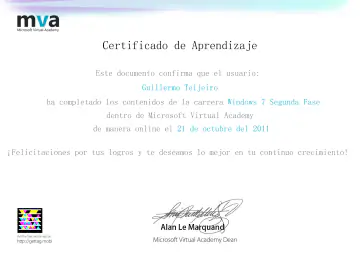 Certificate: Windows 7 Segunda Fase
